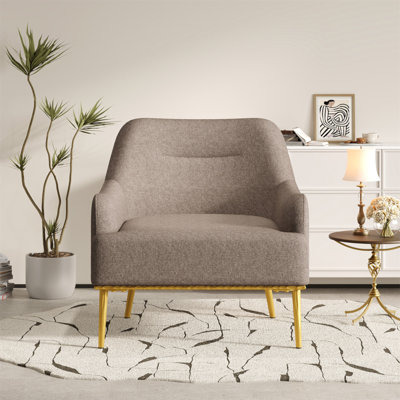 Chaise d'appoint moderne avec dossier incurvé et pieds en métal doré pour le salon, la chambre à coucher ou le coin lecture