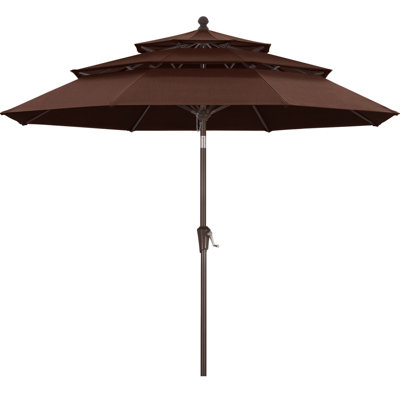9' 3-Tier Olefin Market Umbrella with Tilt and Crank Lift