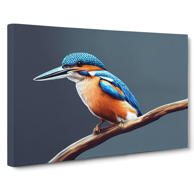 Gorgeous Kingfisher Bird - Wrapped Canvas, 35cm H x 50cm W x 3cm D