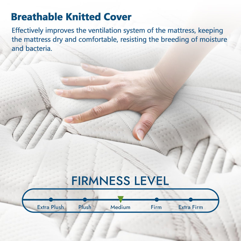 12" Diamond Hybrid Mattress With Innerspring And Cooling Gel Memory Foam For Pressure Relief And Motion Isolation, King