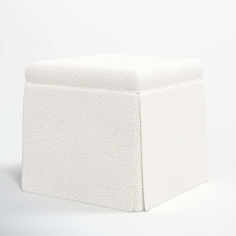 Bash Upholstered Storage Ottoman, Classic Snow Boucle