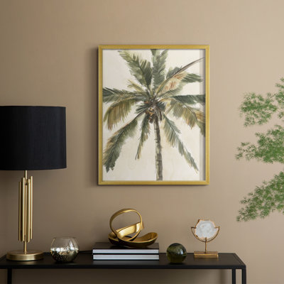 «Antique Watercolor Palm Study I», reproduction encadrée - bois massif