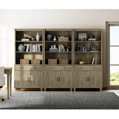 Scarlett Pantry Cabinets, Farmhouse Sideboard Credenza Cabinet With Bar Hutch For Dining Room, Modern Buffet Cabinet, Large Storage Cabinet With 6 Wooden Doors And Tall Shelve, Wash Grey