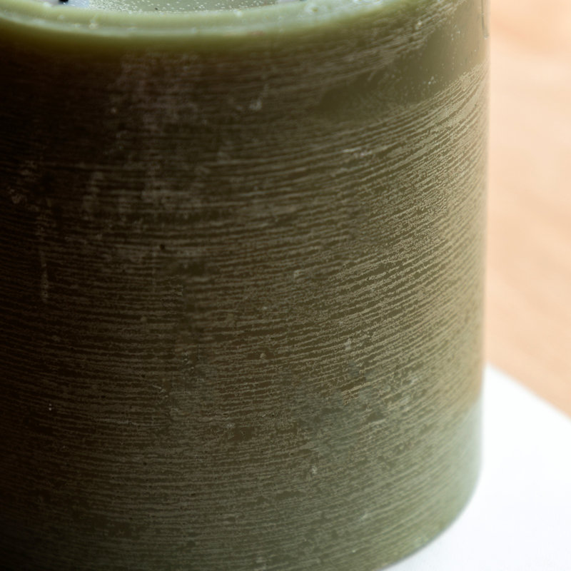 Unscented Flameless Pillar Candle with Plastic Holder, Green