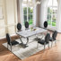Ensemble de salle à manger moderne, ensemble de table de salle à manger en faux marbre avec chaises rembourrées