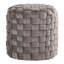 Braided Round 16" Ottoman In Dark Grey Velvet