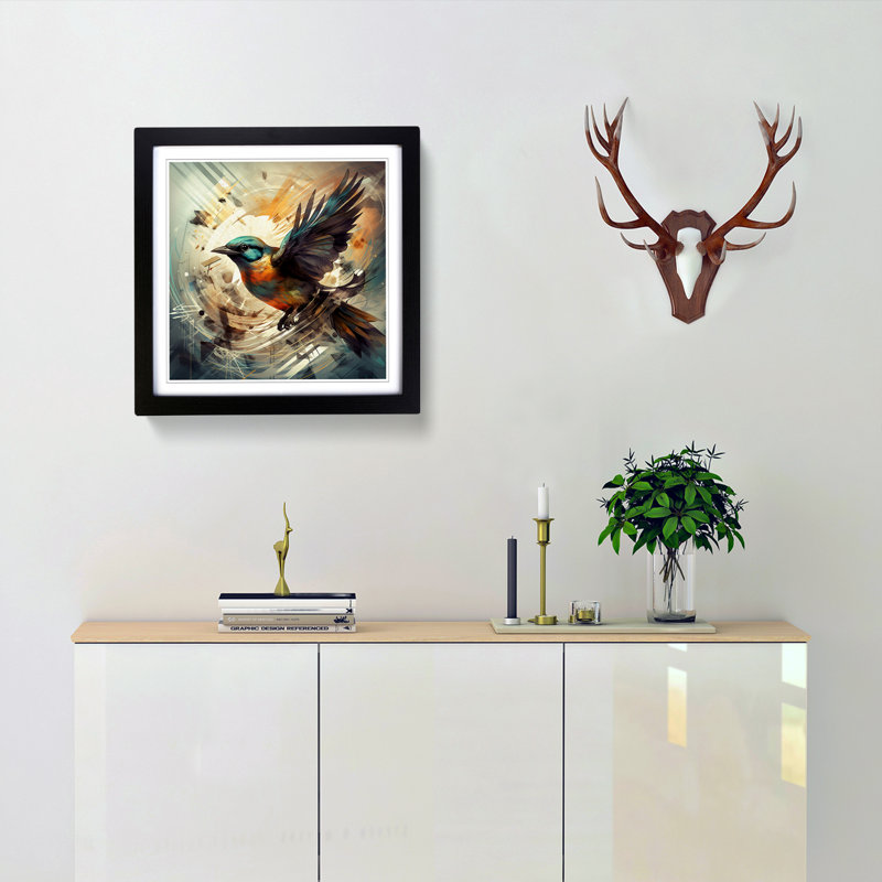 Single Picture Frame Print on Wood, Black