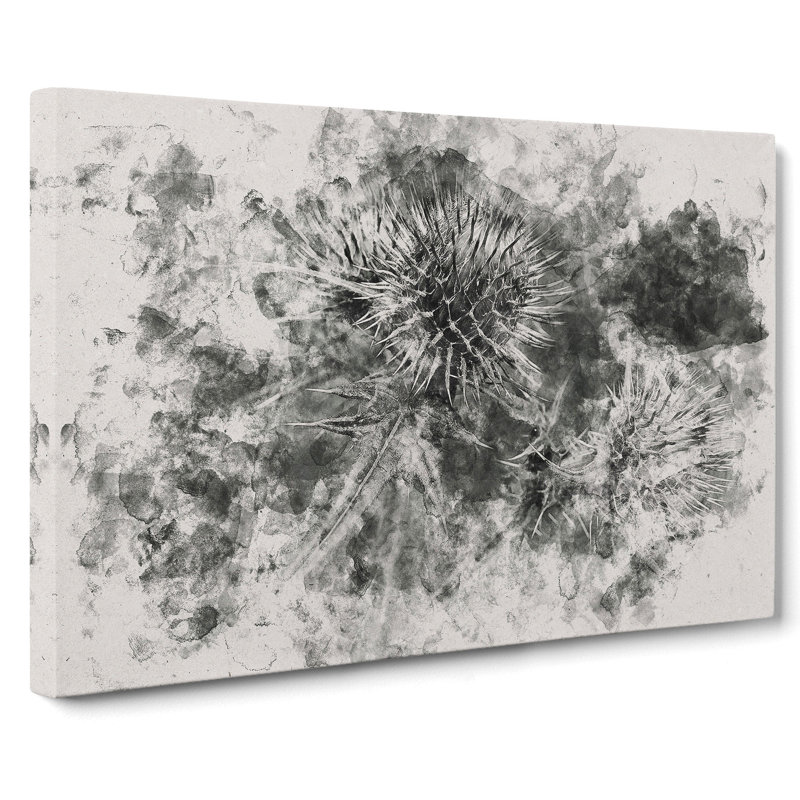 Thistle Flower Vol.5 Watercolour - Wrapped Canvas Print, 50cm H x 76cm W x 3cm D