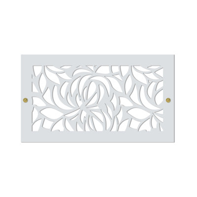 Stellar Air White Wall And Ceiling Registers With Brass Screws- 8x30 (Duct Opening) 10x32 Overall Size - Leaves