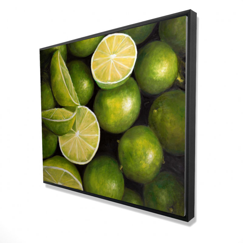 Basket Of Limes Print On Canvas