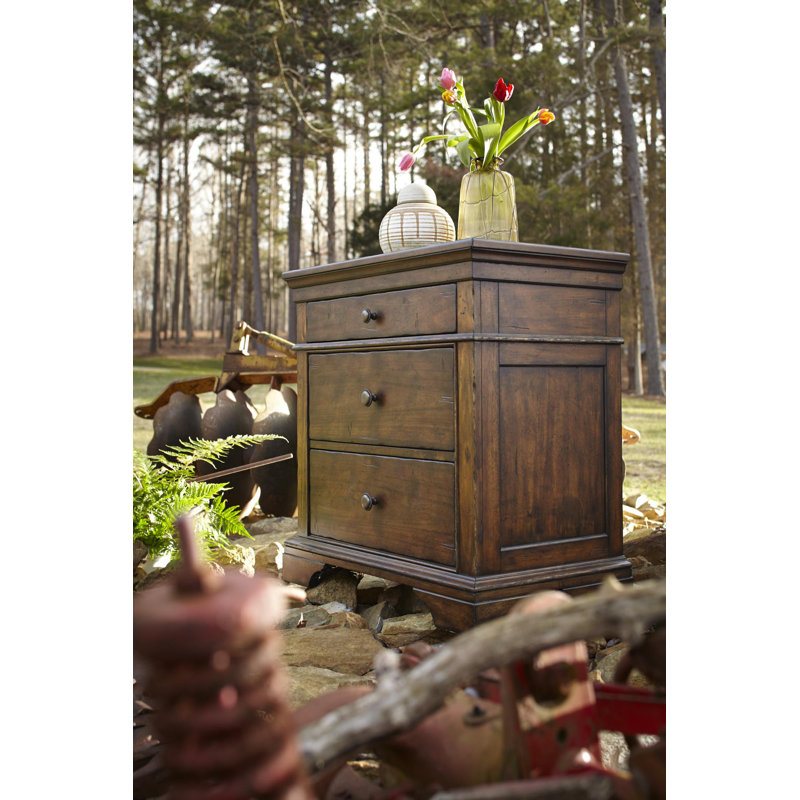 Trisha Yearwood Brown Distressed 3-Drawer Nightstand