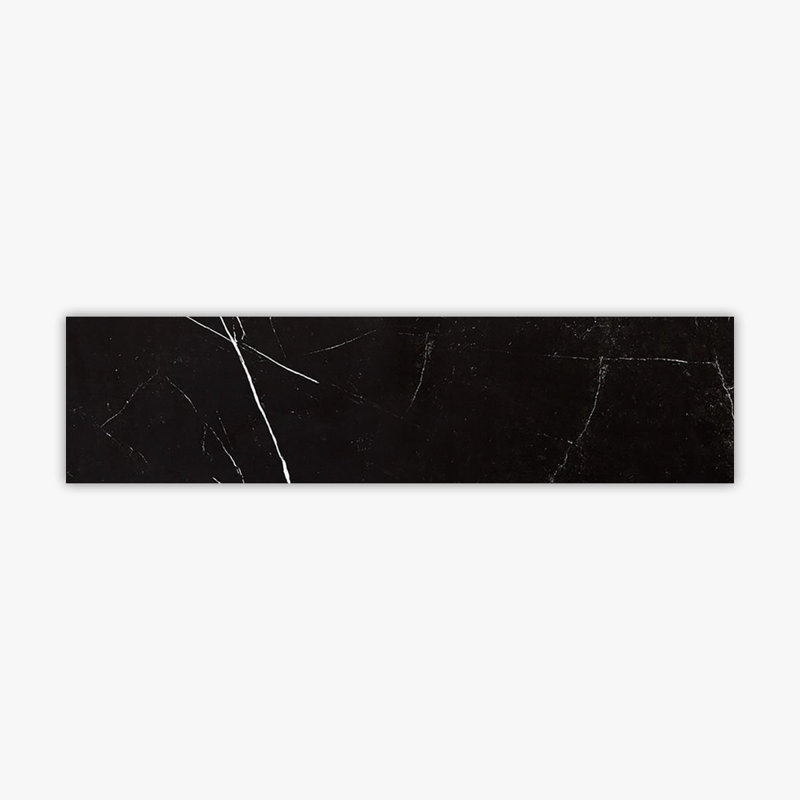 Nero Marquina 3" x 12" Marble Stone Look Subway Wall & Floor Tile
