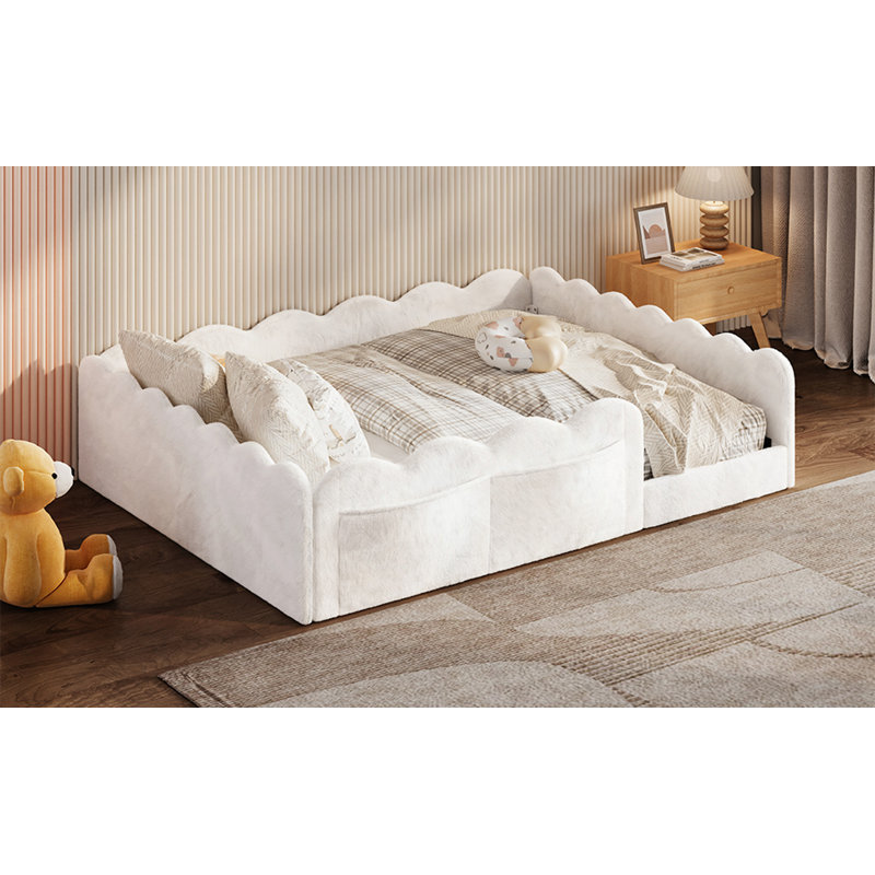 Lit de plancher rembourré, Double, Blanc