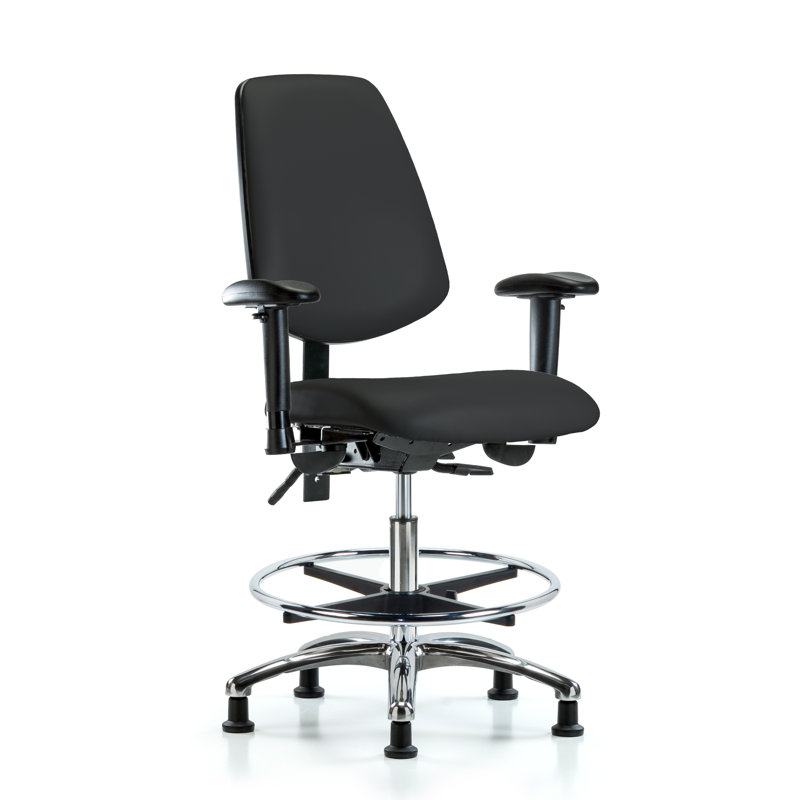 Chaise de dessinateur ergonomique Mabel, Noir, Patins, Inclus