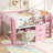 Bed with Built-in Desk,Storage Cabinets and Open Bookcase-994948622