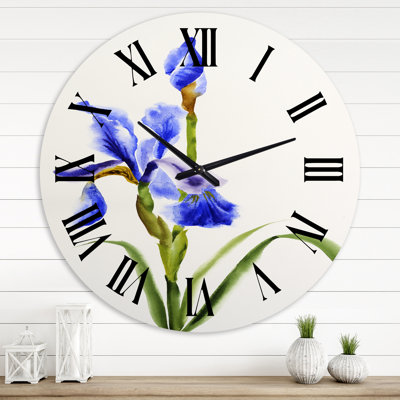 Iris bleu rétro - horloge murale traditionnelle