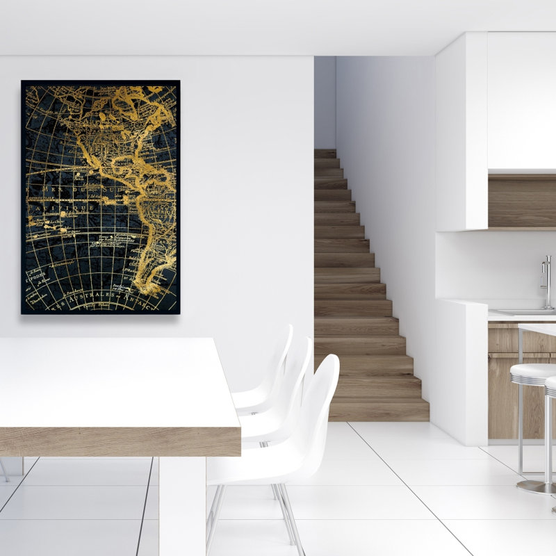 «Blue and Marine World Map Globe», reproduction sur toile