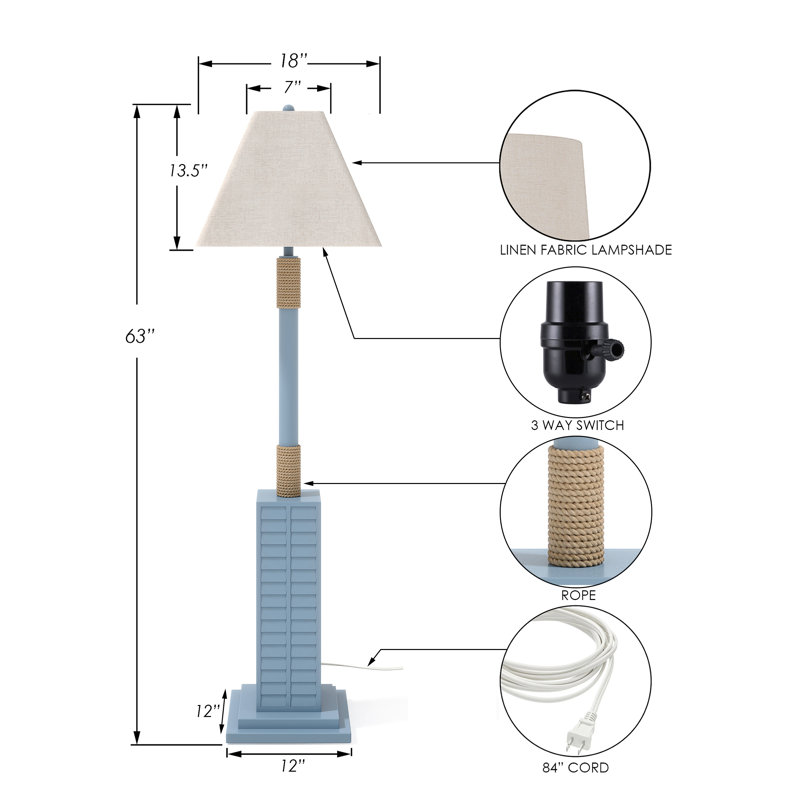 Cyndra - 63" Polyresin Coastal Floor Lamp - Light Blue Finish, Blue