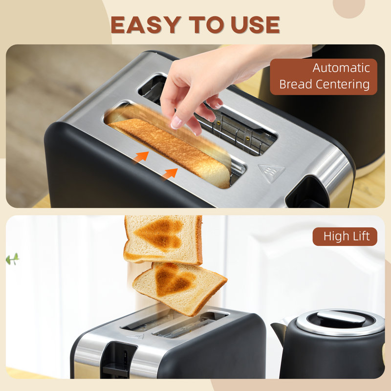Kettle and Toaster Set, Black