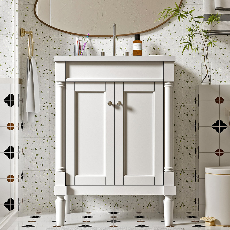 Meuble-lavabo 24 po avec lavabo en céramique, Blanc