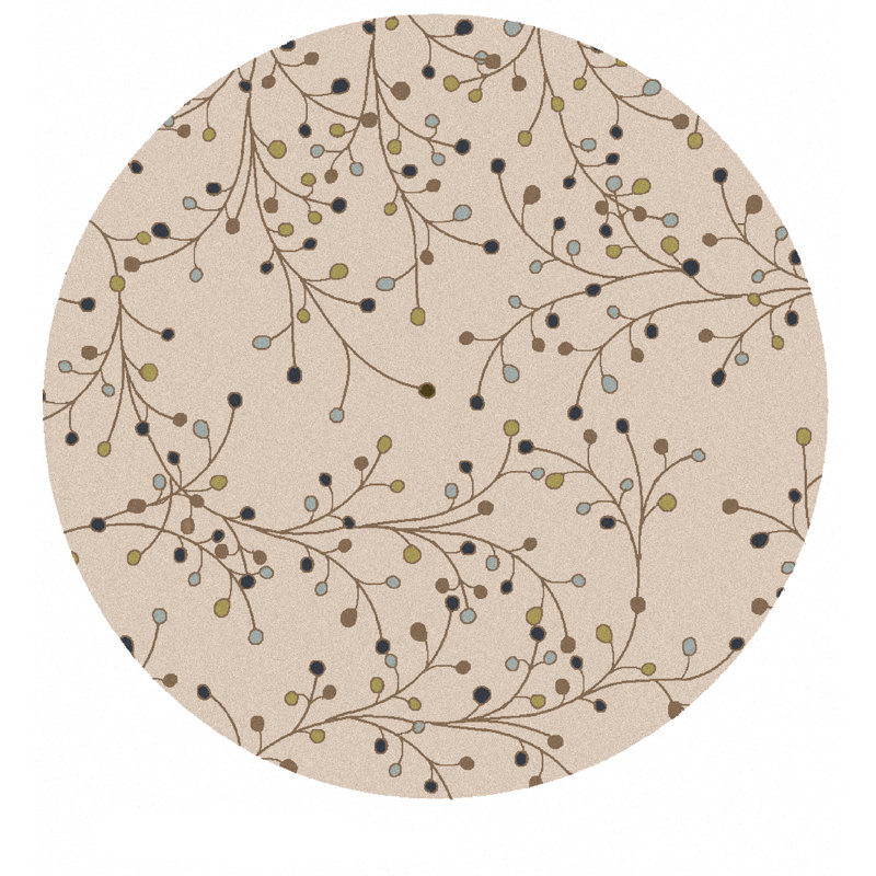 Elsberry Hand Tufted Wool Floral Indoor Rug, Round 9'
