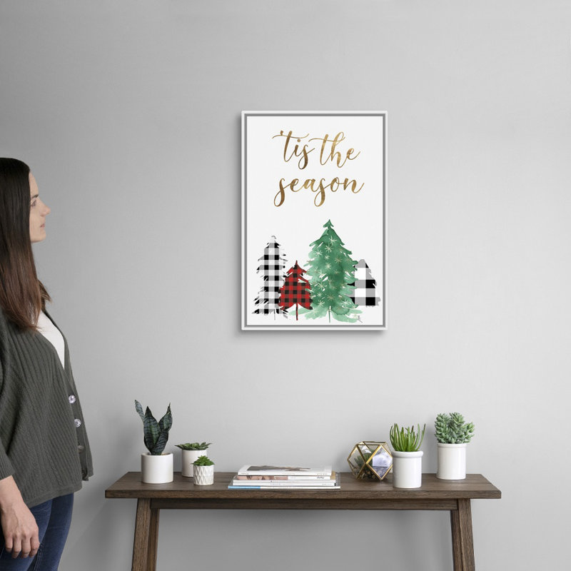 Christmas Time - reproduction d'art textuel sur toile, H 26 po x l 18 po x P 1,75 po, Cadre blanc