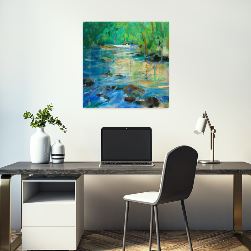 Centrage contemporain, paysage abstrait, art naturel, H 18 po x l 18 po