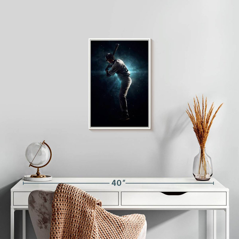 Pro Baseball Player, Floating Frame White, 13" x 19"
