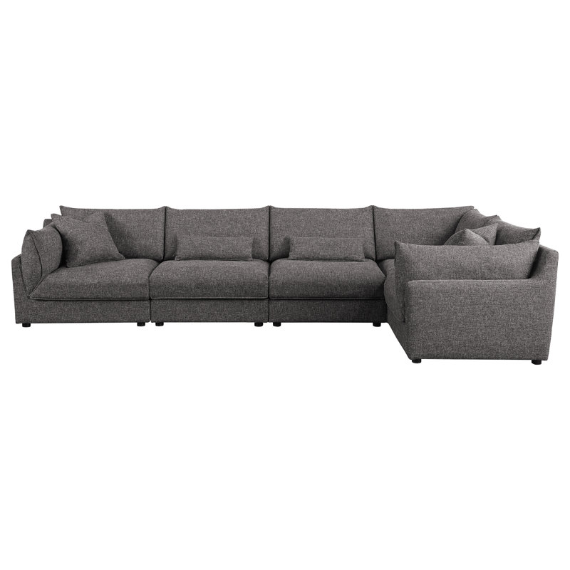 Black 5-Piece Modular Sectional Sofa