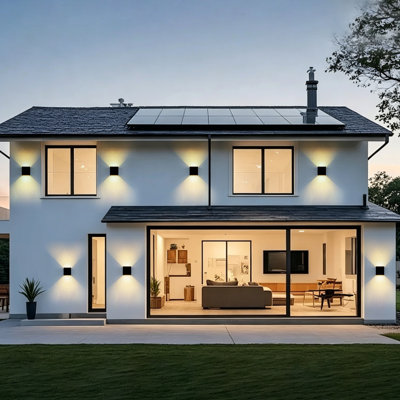 Aluminum Led Wall Sconces, Modern Black Square Waterproof Wall Light Up Down Lighting For Indoor & Outdoor Use 
