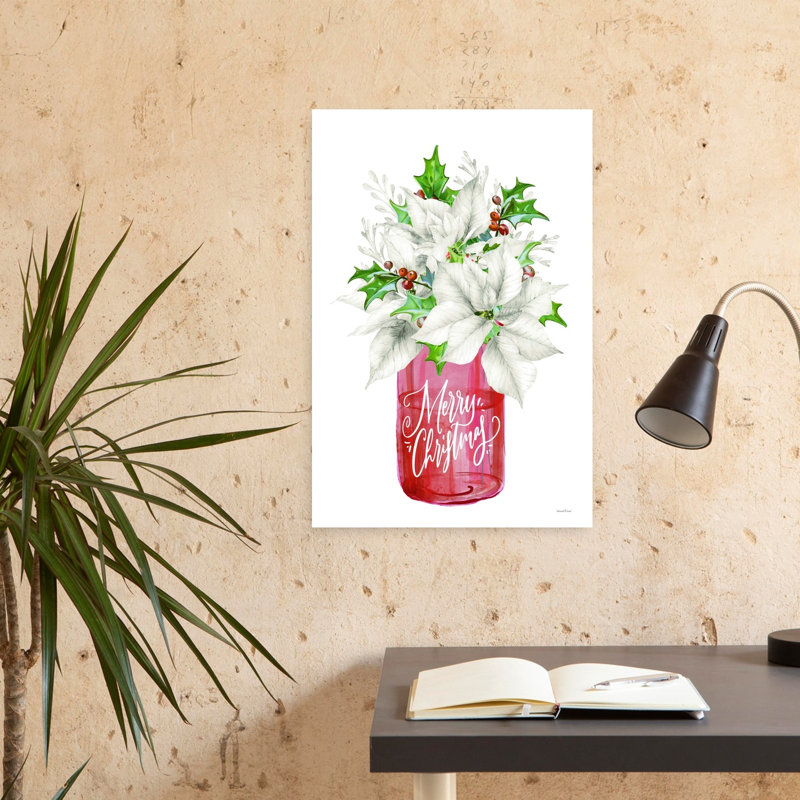 Art contemporain contemporain avec poinsettias, H 24 po x l 16 po