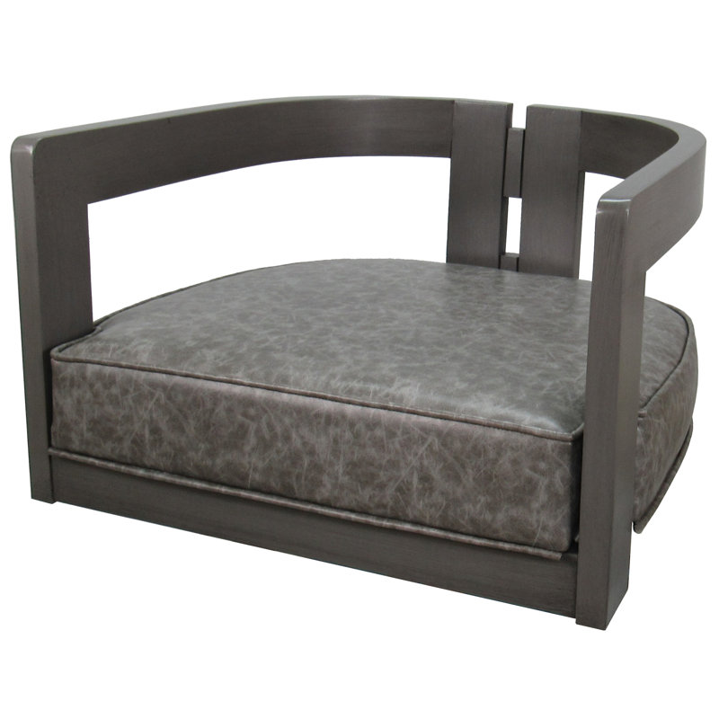Vinyle gris marbre Halke - coussin noir, Gris / vinyle noir / cadre gris