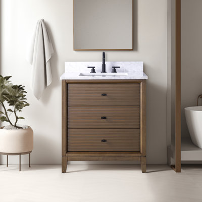 30" Single Bathroom Vanity with Engineered Marble Top