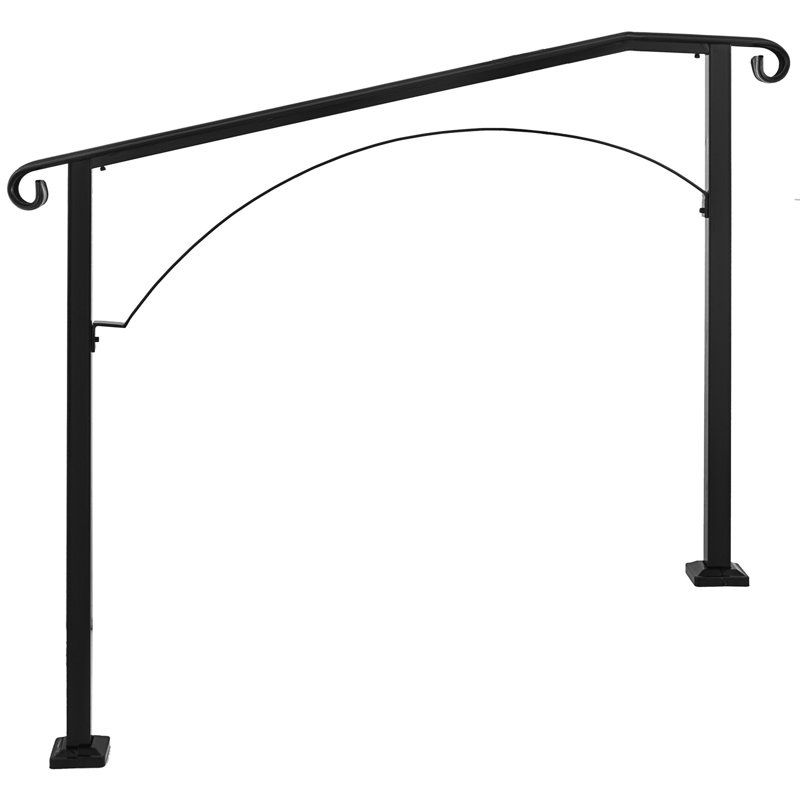 Iron Handrail Arch Hand Railing Rail Black For Garden Paver Steps, 99.8cm H x 114.3cm W x 11.9cm D