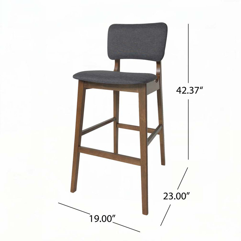 Tabouret de bar en bois, Gris anthracite