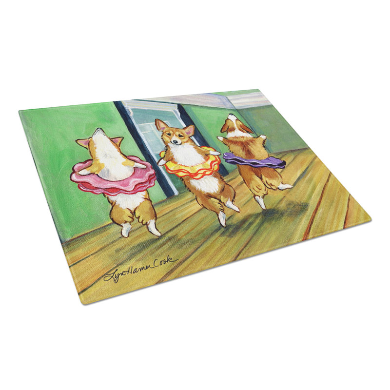 Caroline's Treasures Little Ballerina Corgi Glass Cutting Board