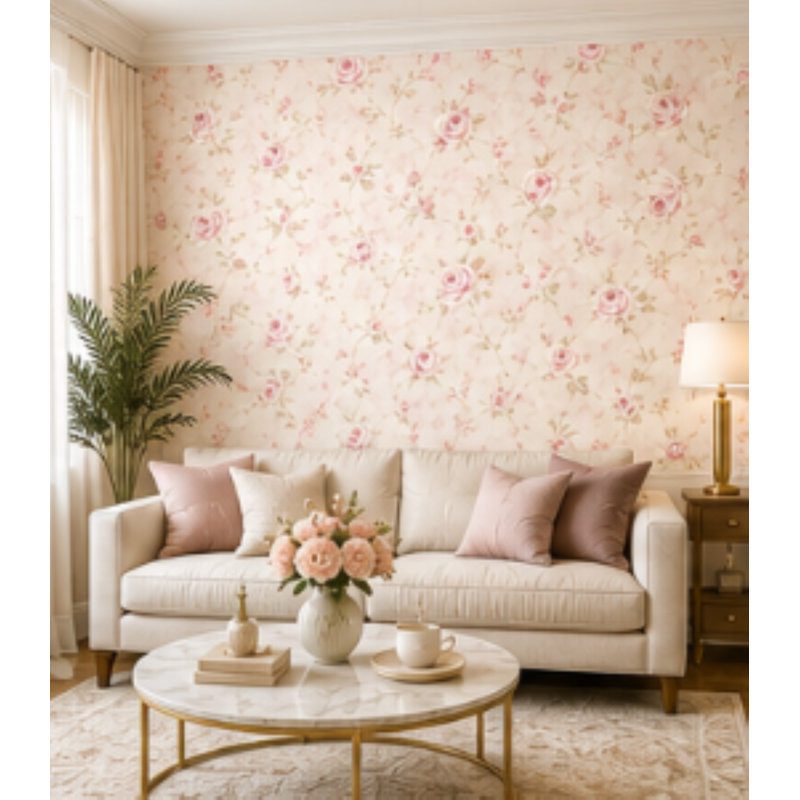 Papier peint en vinyle Manhattan Comfort, Rose clair