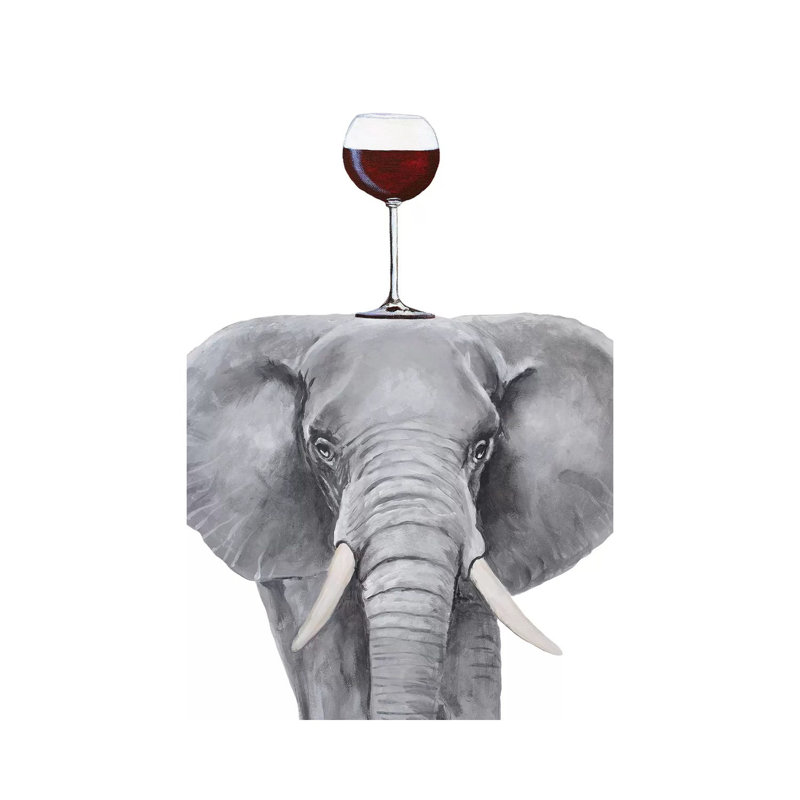 Elephant With Wineglass by Coco De Paris - Wrapped Canvas Print, 20.32 cm H x 30.48 cm W