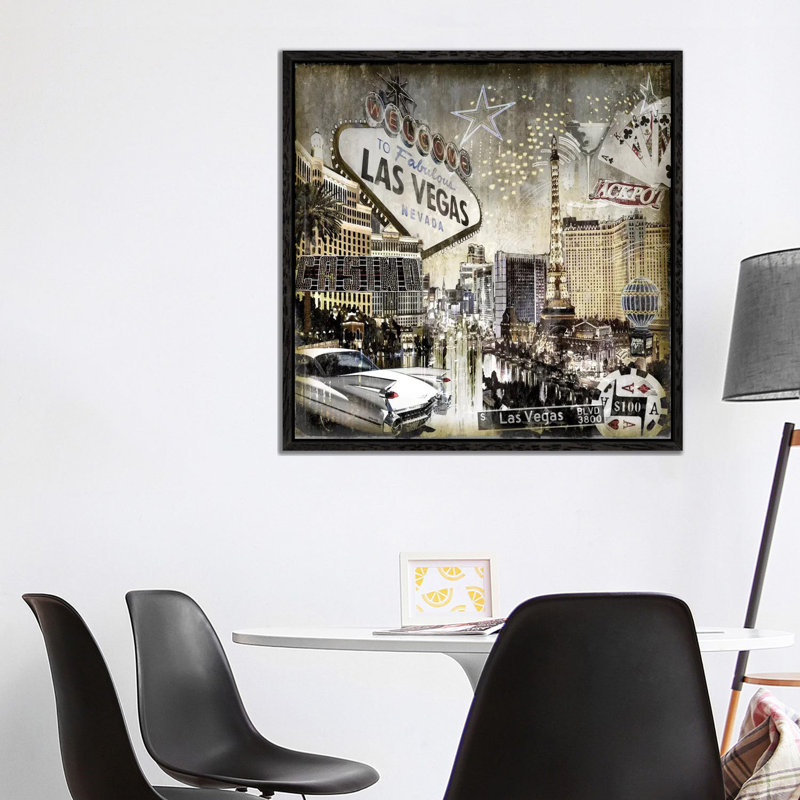 Las Vegas by Dylan Matthews - Single Picture Frame Print on Canvas, 93.98 cm H x 93.98 cm W, Black Framed