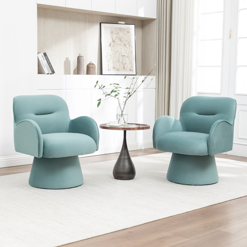 Velvet Revolving Chair, Blue