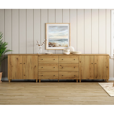 Lysiane 3-In-1 Sideboard Buffet Cabinet With Drawers And Doors For Kitchen Dining Room, 118"W X 15.35"D X 32.4"H