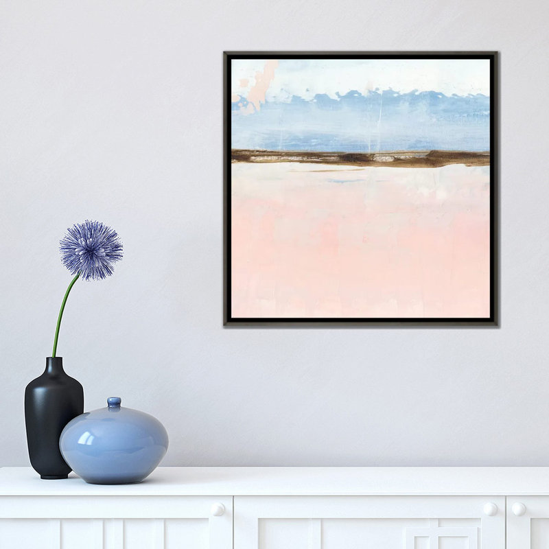 Reproduction d’art, "rose Sands I" par Ethan Harper, H 18 po x l 18 po x 1,5 po, Toile encadrée de bois rustique foncé