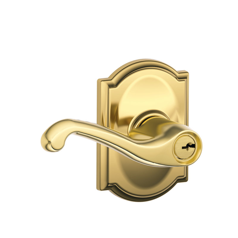 Flair Lever with Camelot Trim Keyed Entry Lock, Lifetime Brass, Keyed Alike, Yes