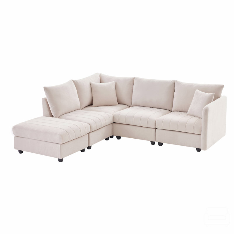 Emmilee Sectional, Beige Fabric