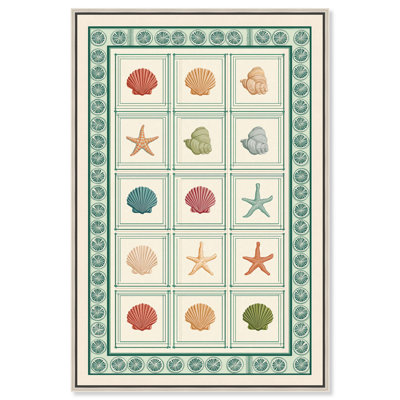 «Shells Decor», reproduction d'art sur toile par Art Remedy, cadre argenté, 16 x 24