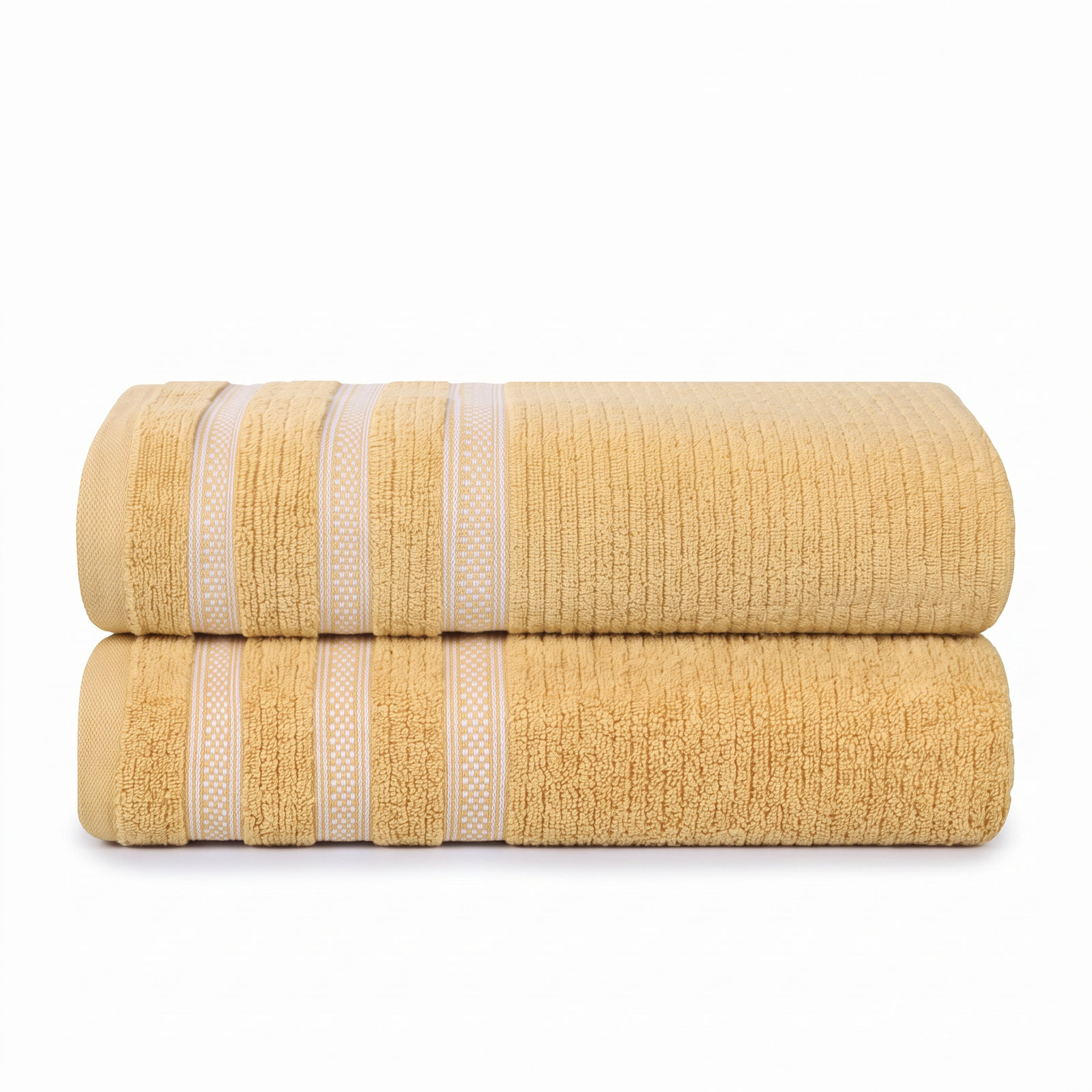 3-Piece Geometric Zero-Twist Cotton Towel Set, Gold