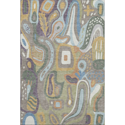 Premium Machine Washable Mayfield AMF2488 Mid-Century Modern Rug