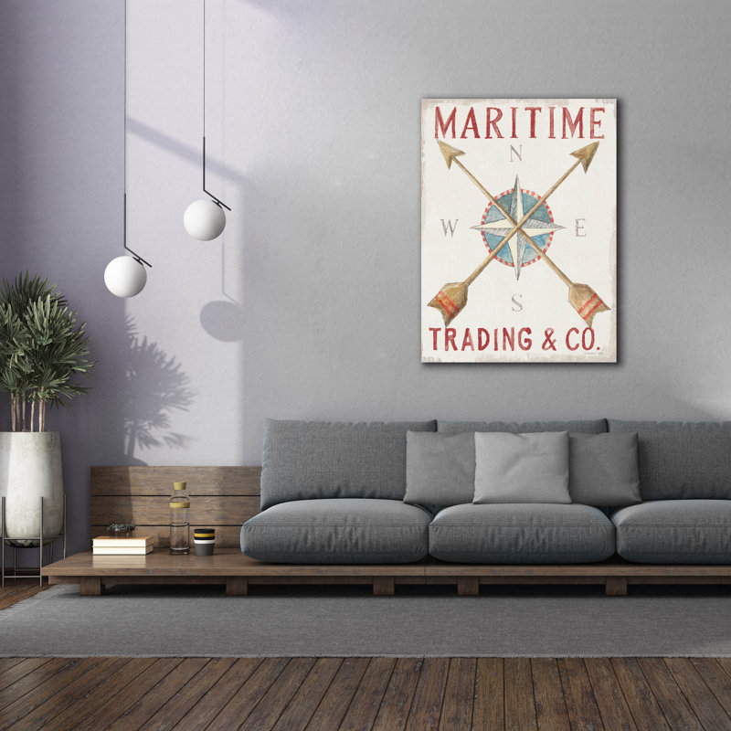 «Floursack Nautical 6 Red» par Danhui Nai, art mural sur toile, H 54 po x l 40 po
