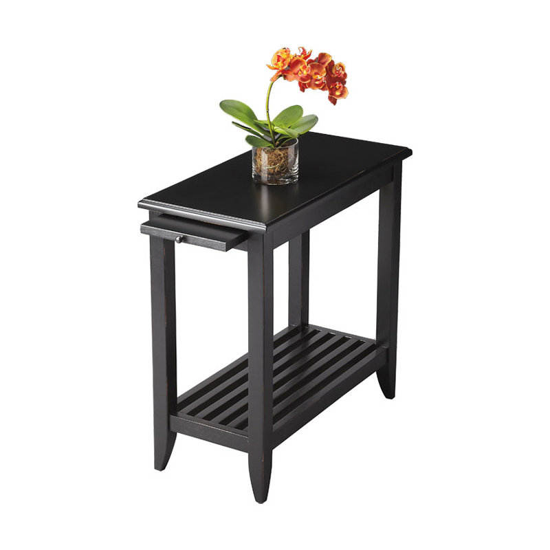 Parkhur End Table with Storage, Distressed Black Licorice
