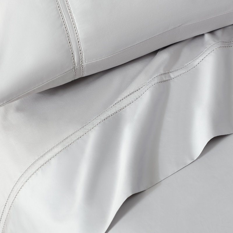 Yalda Egyptian Cotton Sateen Sheet Set , Gray, California King Sheet Set + 2 Pillowcases